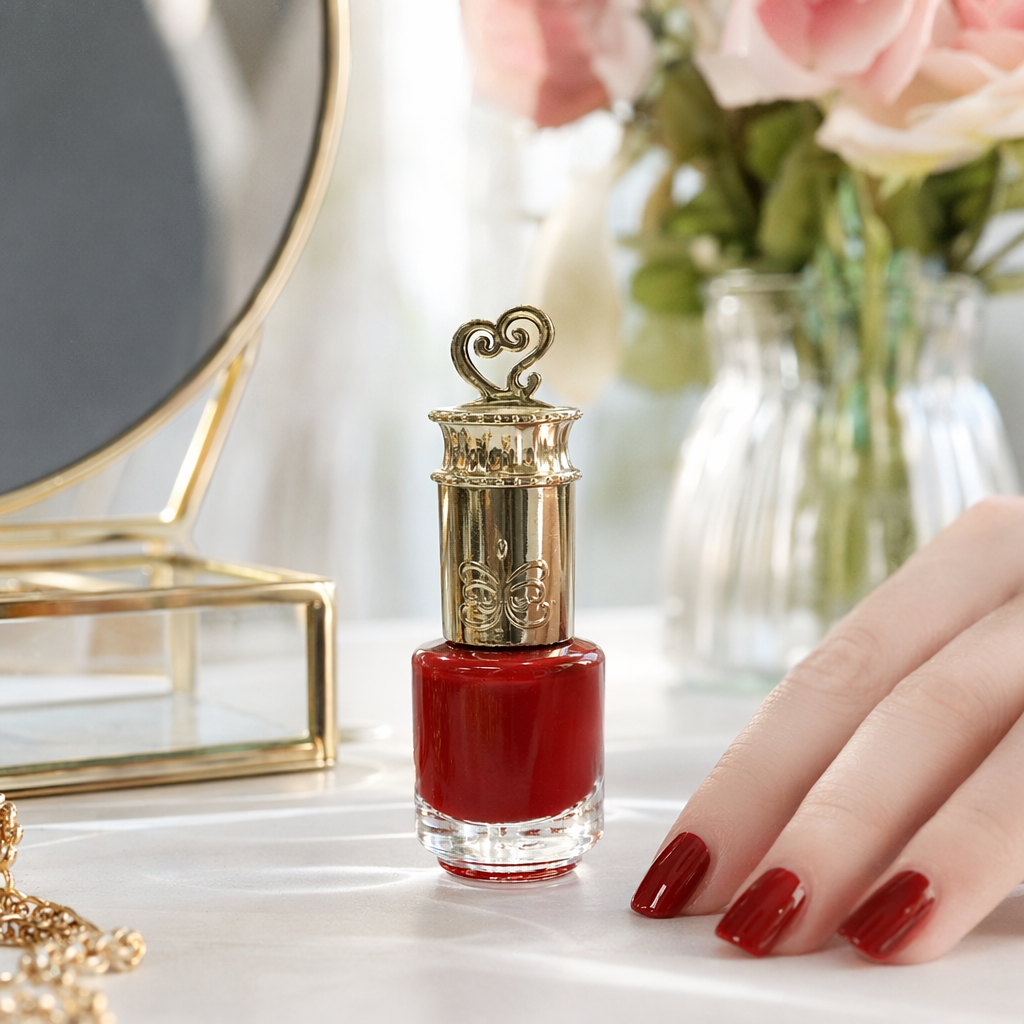 20ml nail polish bottle with golden butterfly-shaped cap. The color can be matched with nail polish at will details Picture