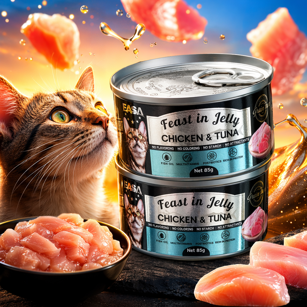 Black canned food mixed with fish, meat and vegetables, convenient ready-to-eat nutritious meal Specification image