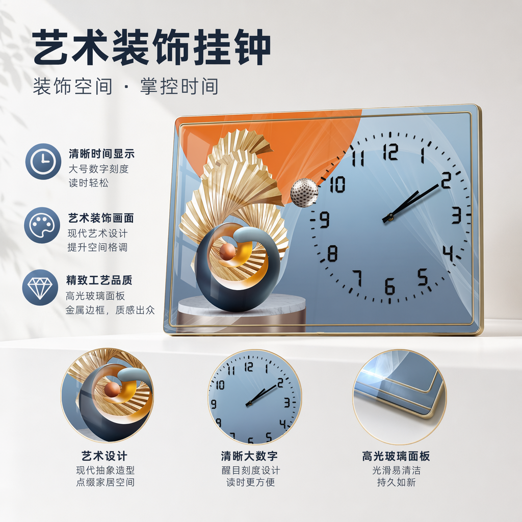 现代艺术风格台钟简约北欧客厅卧室装饰挂钟