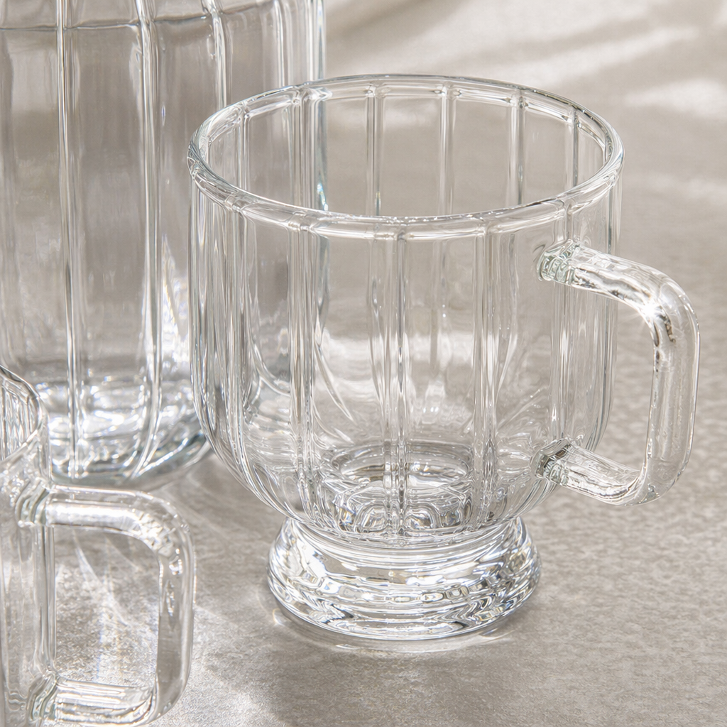 New Design transparent glass water bottle with three glass cups gift box set Application Scenario