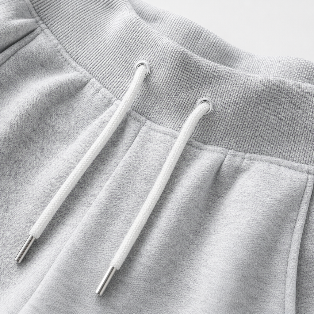 White fleece warm wide-leg pants, grey looped fabric, high-waisted drawstring back pocket, real photo of the model Application Scenario
