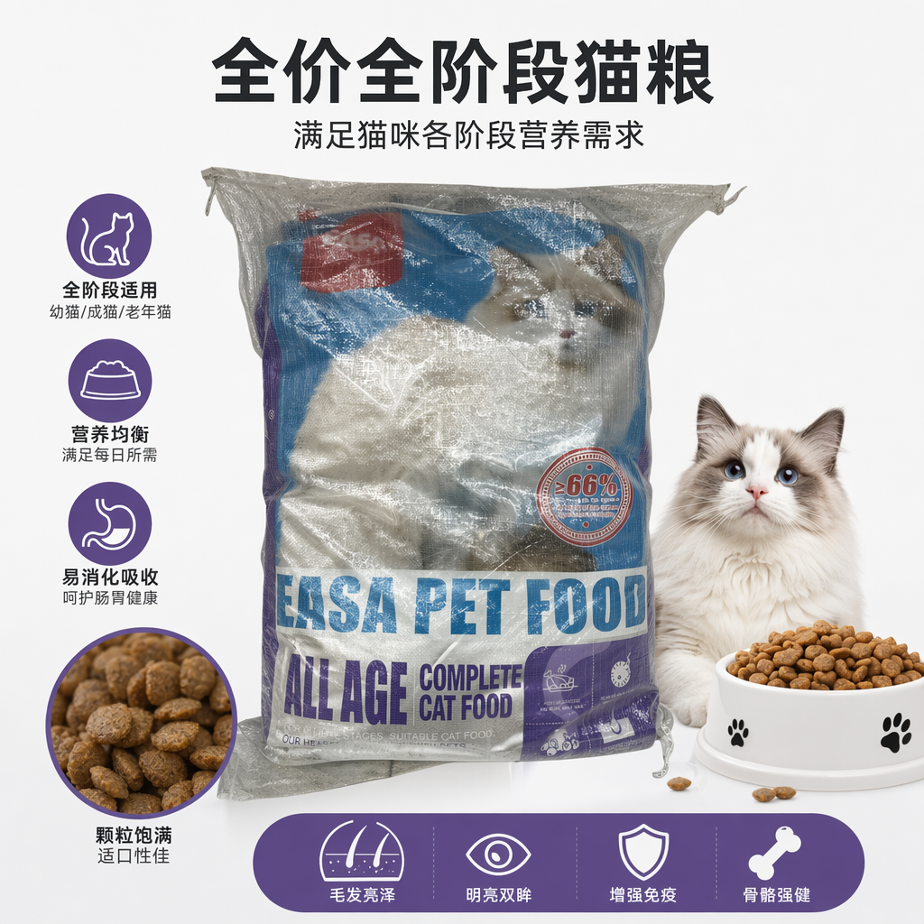 蓝色包装袋猫粮天然无谷成猫专用营养均衡