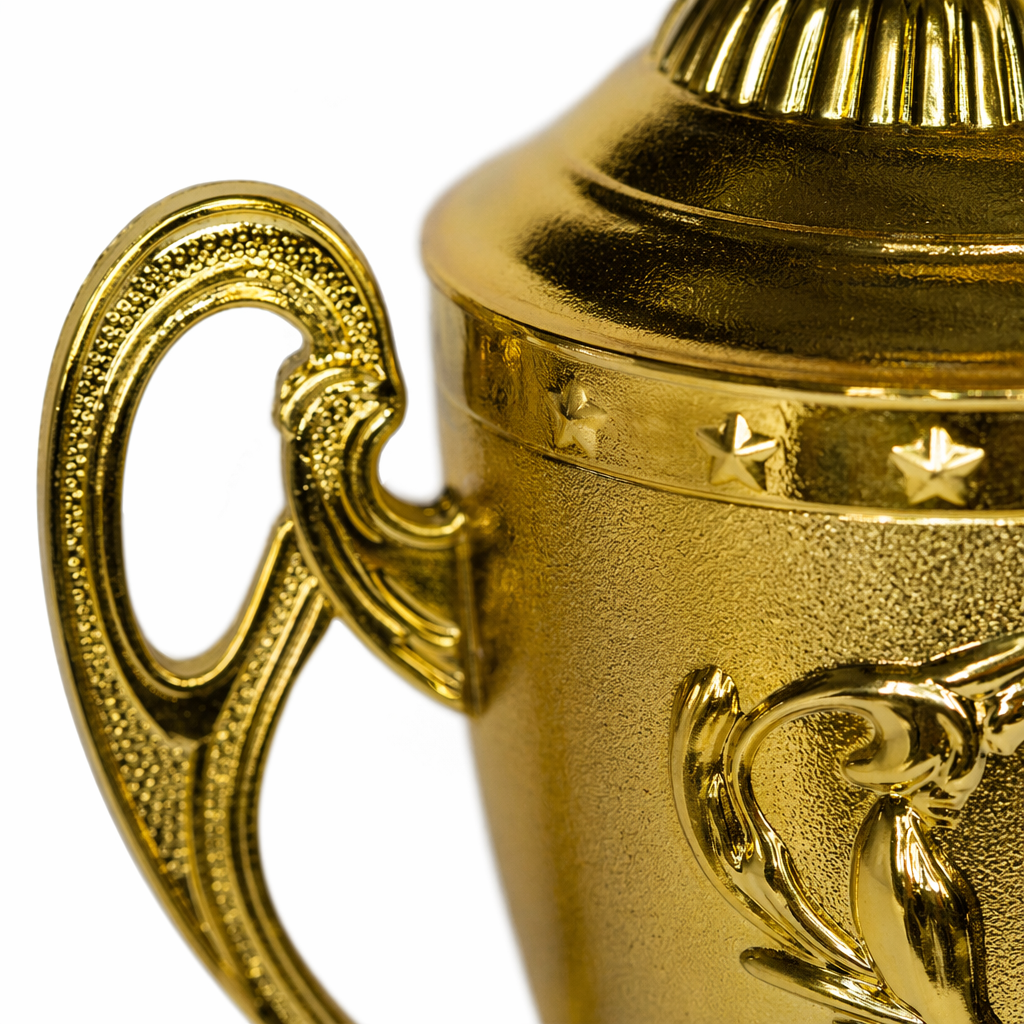 Customized golden trophies, celebration award gifts, metal-textured prizes that can be engraved Application Scenario
