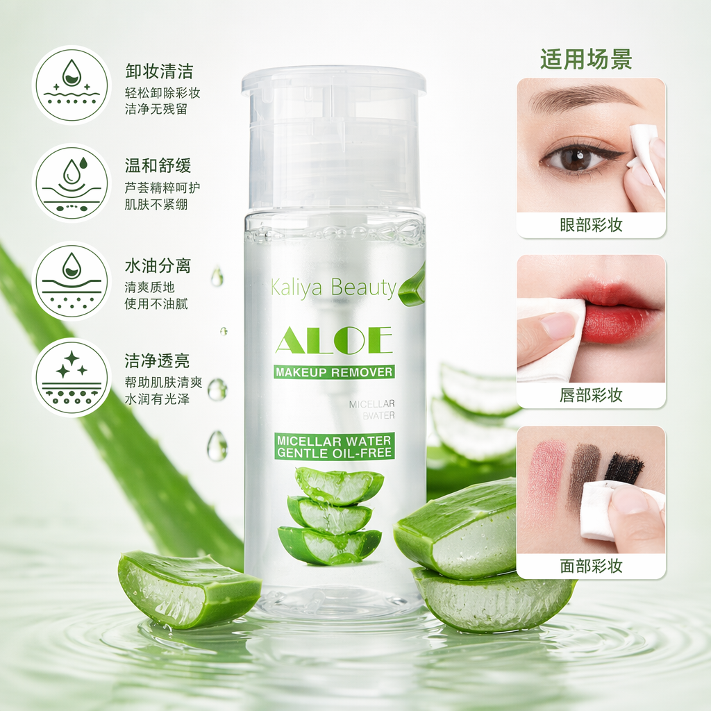 绿色包装卸妆水 温和不刺激 无酒精 玻尿酸保湿清爽净澈