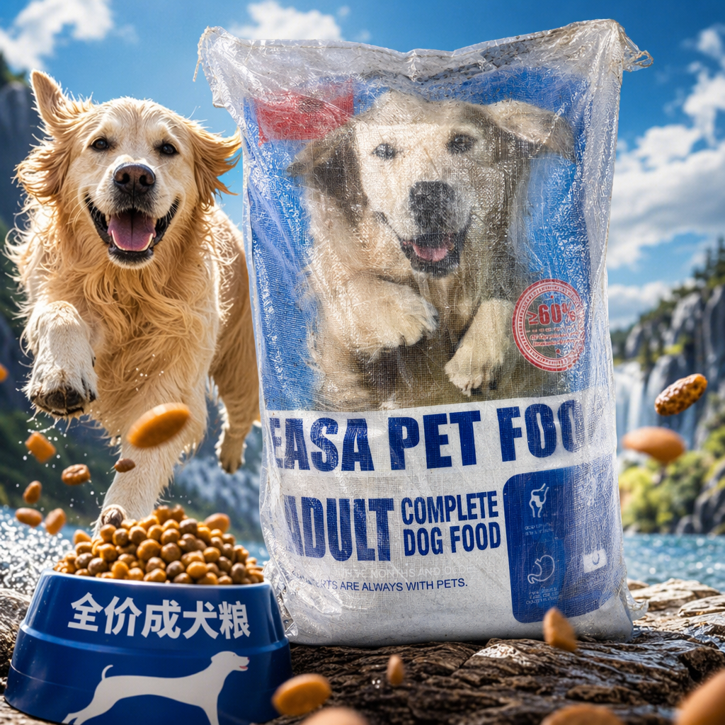 Blue packaged dog food, natural and grain-free, is specially designed for adult dogs with balanced nutrition Specification image