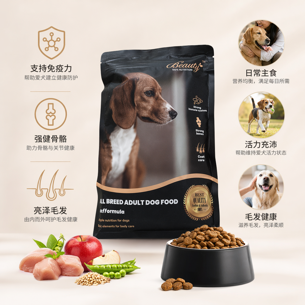 黑色包装袋狗粮宠物专用天然配方营养均衡500g