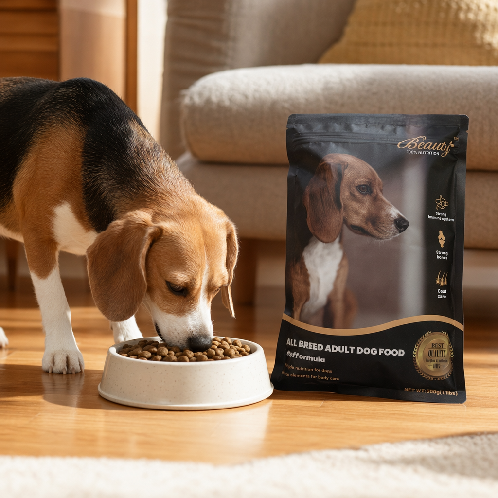 Black packaging bag dog food, natural formula for pets, balanced nutrition 500g details Picture