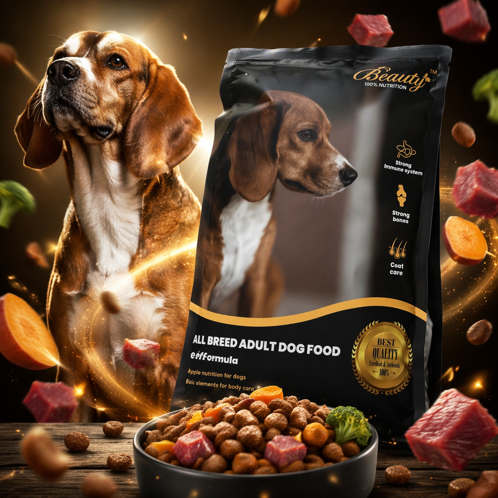 Black packaging bag dog food, natural formula for pets, balanced nutrition 500g Specification image