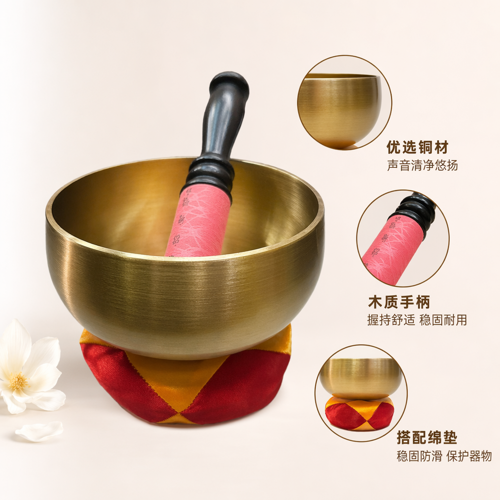 金色铜钵 手工敲制藏式礼佛钵 传统工艺铜香炉配件