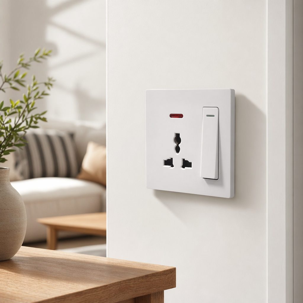 T2 white large board 13A multi-functional socket wall switch for living room and bedroom decoration, exclusively for export details Picture