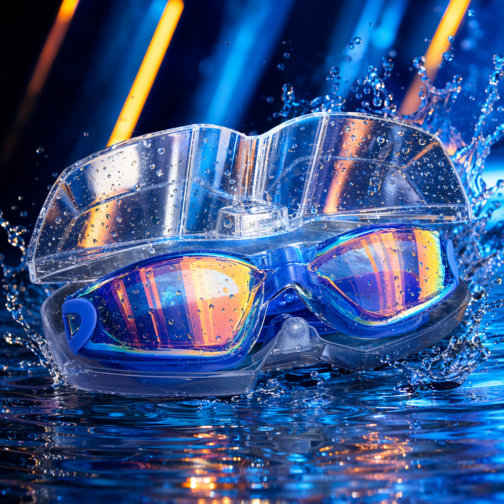 Blue anti-fog swimming goggles are suitable for both men and women, providing a comfortable fit and high-definition vision for swimming and eye protection Specification image