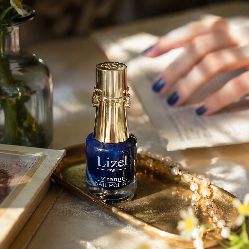20ml nail polish bottle with a golden mid-waist cap. The color of the nail polish can be chosen freely details Picture