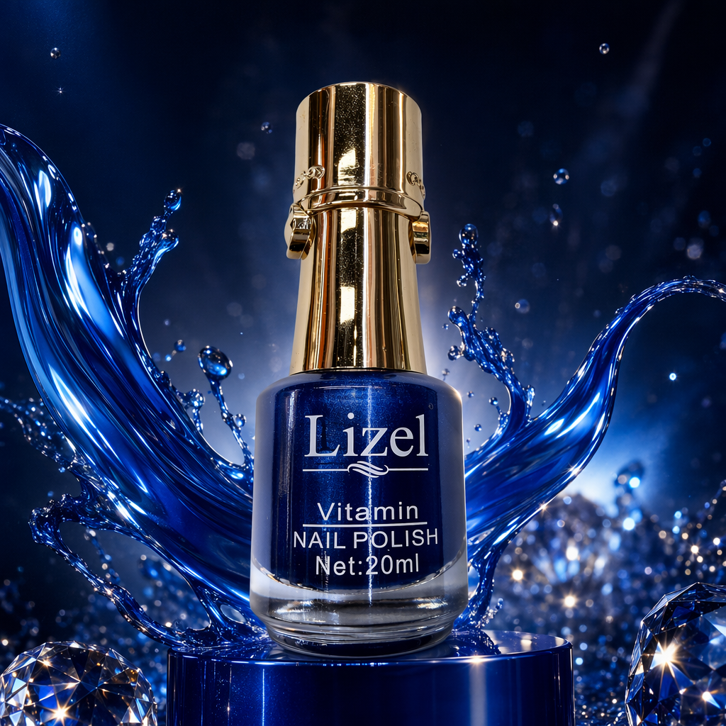 20ml nail polish bottle with a golden mid-waist cap. The color of the nail polish can be chosen freely Specification image
