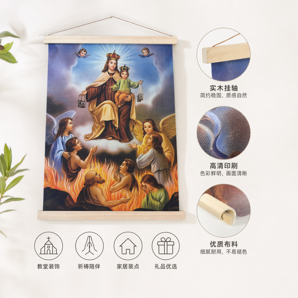 彩色宗教画卷 手工绘制佛教道教艺术挂画 家居装饰 wall art