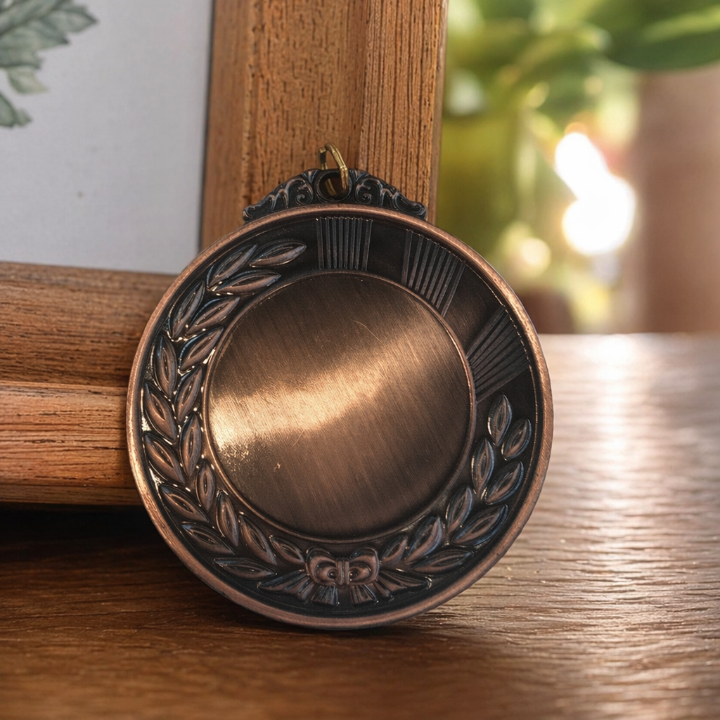 Custom-made commemorative MEDALS with a copper-colored metallic texture can be engraved details Picture