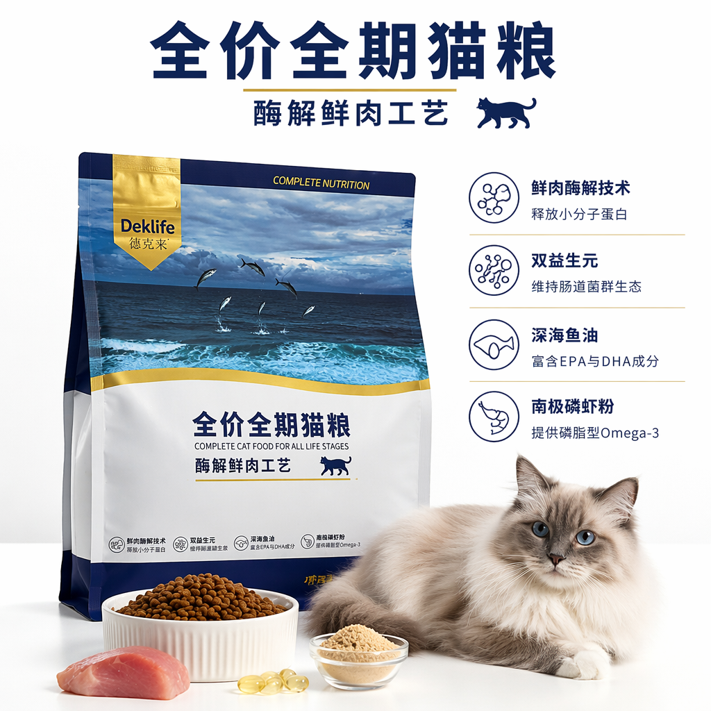 乐百贝猫粮1.5KG 通用型猫粮全期鲜肉高蛋白