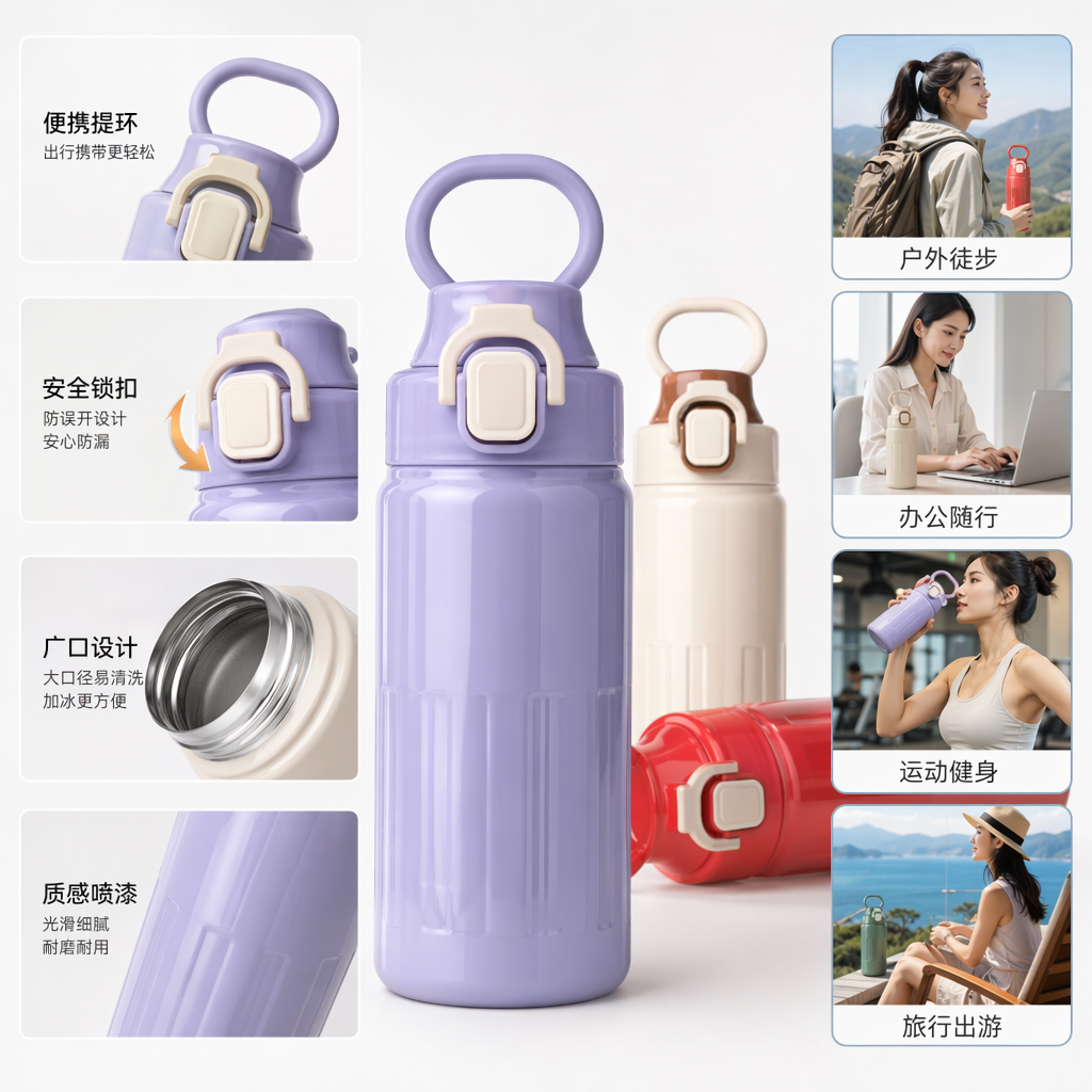 彩色保温杯 500ml大容量双层真空隔热办公家用
