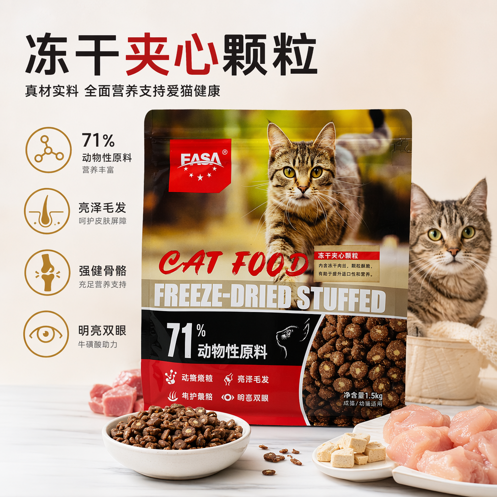 红色包装袋猫粮天然无谷高蛋白成猫专用