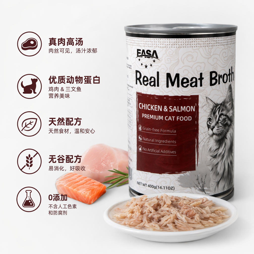 Real Meat Broth鸡肉金枪鱼白色罐装猫粮优质猫粮罐头