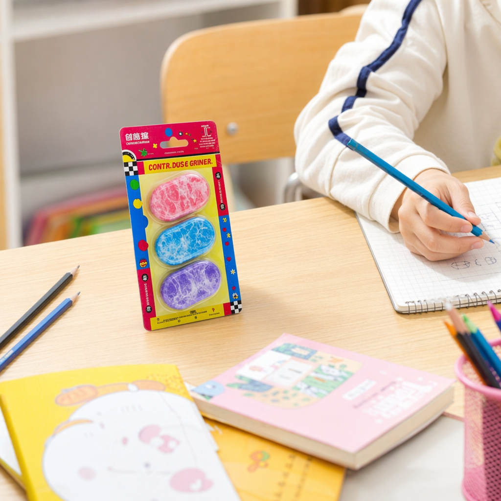 彩色橡皮擦套装 多色可擦净 学生文具办公用品产品图
