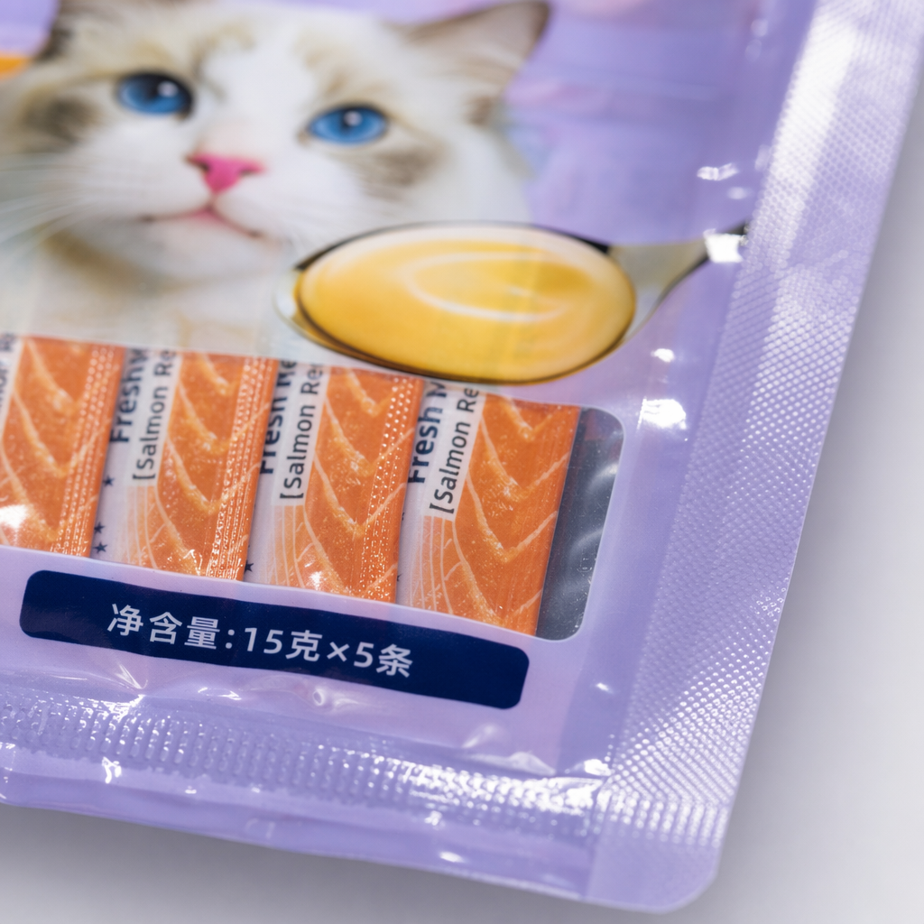 Bagged cat snacks and cat strips Application Scenario