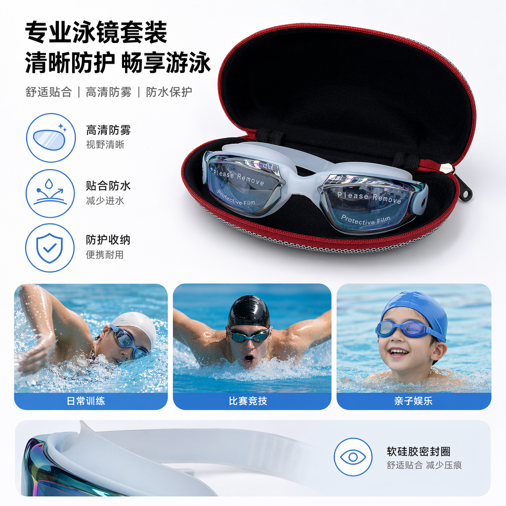 Red storage box, a portable waterproof and dustproof storage box for swimming goggles