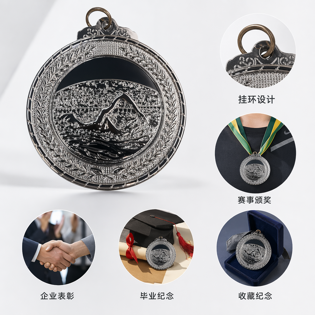 银色奖牌定制纪念奖章金属工艺镀银奖牌