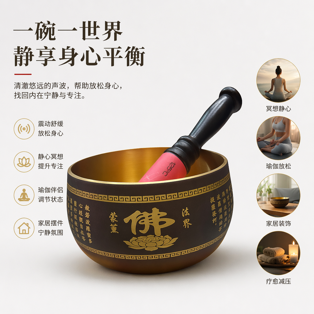 金色佛钵 佛教供奉用品 铜制手工雕刻礼佛器皿 家用客厅摆件