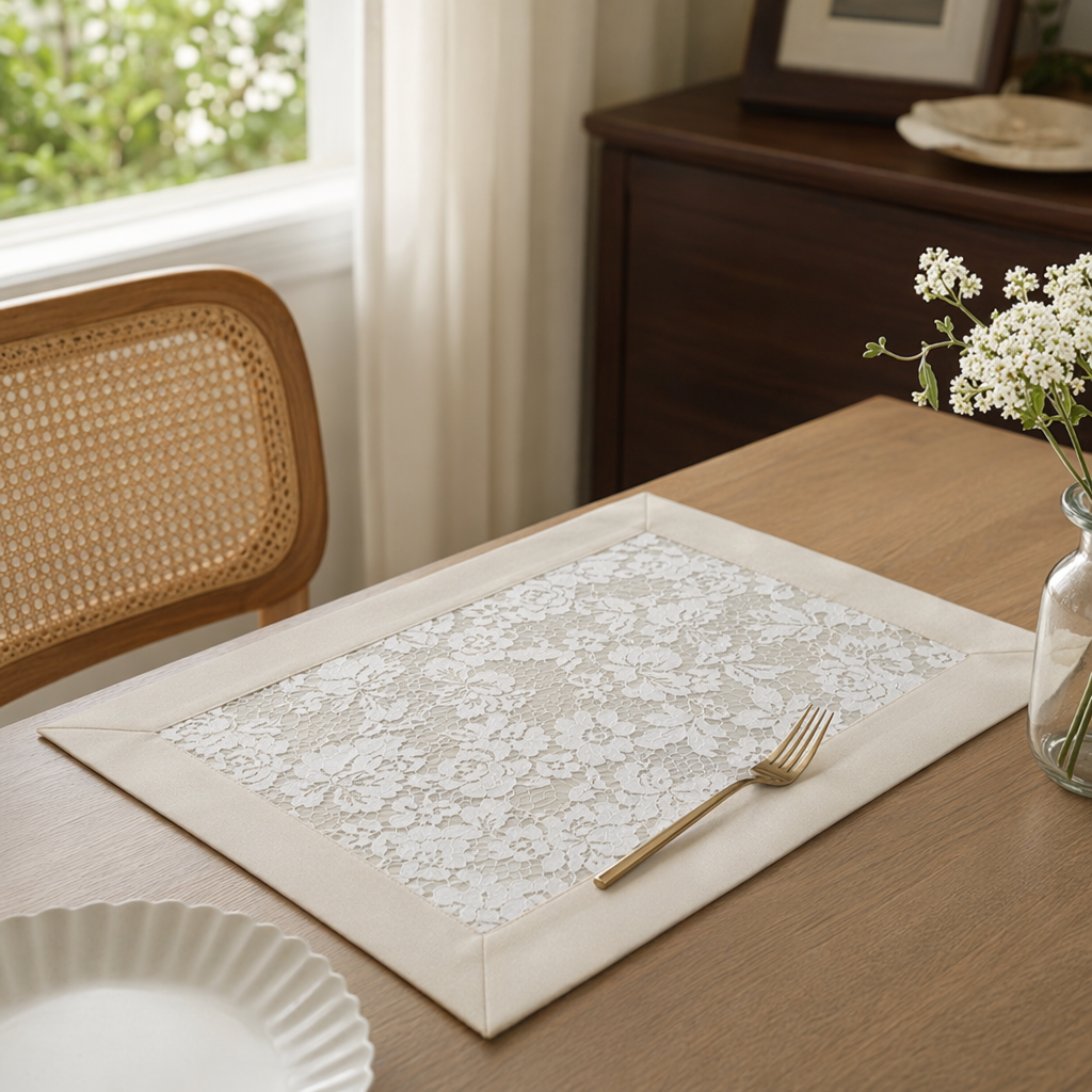 Beige framed lace decorative home decor in a simple style details Picture
