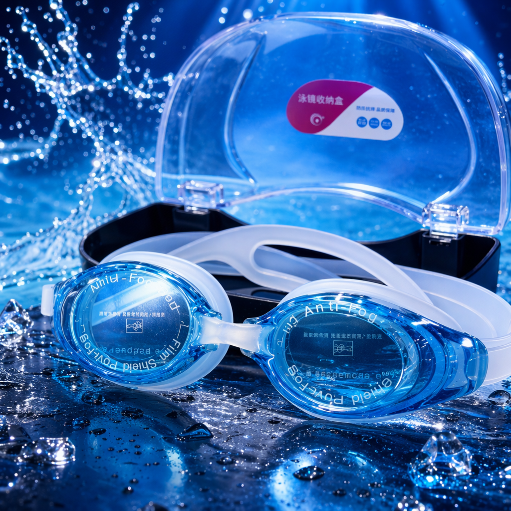 Blue swimming goggles for both men and women, anti-fog and waterproof swimming goggles, comfortable fit, adjustable nose bridge Specification image