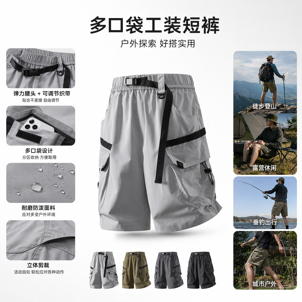 四色工装短裤 男女同款 多口袋休闲百搭夏季薄款