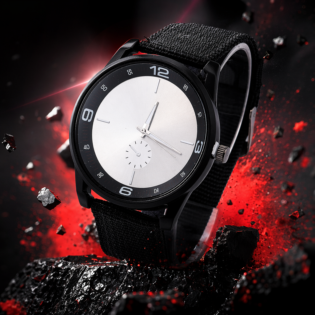 Black strap men's simple quartz watch with leather strap, waterproof and luminous Specification image