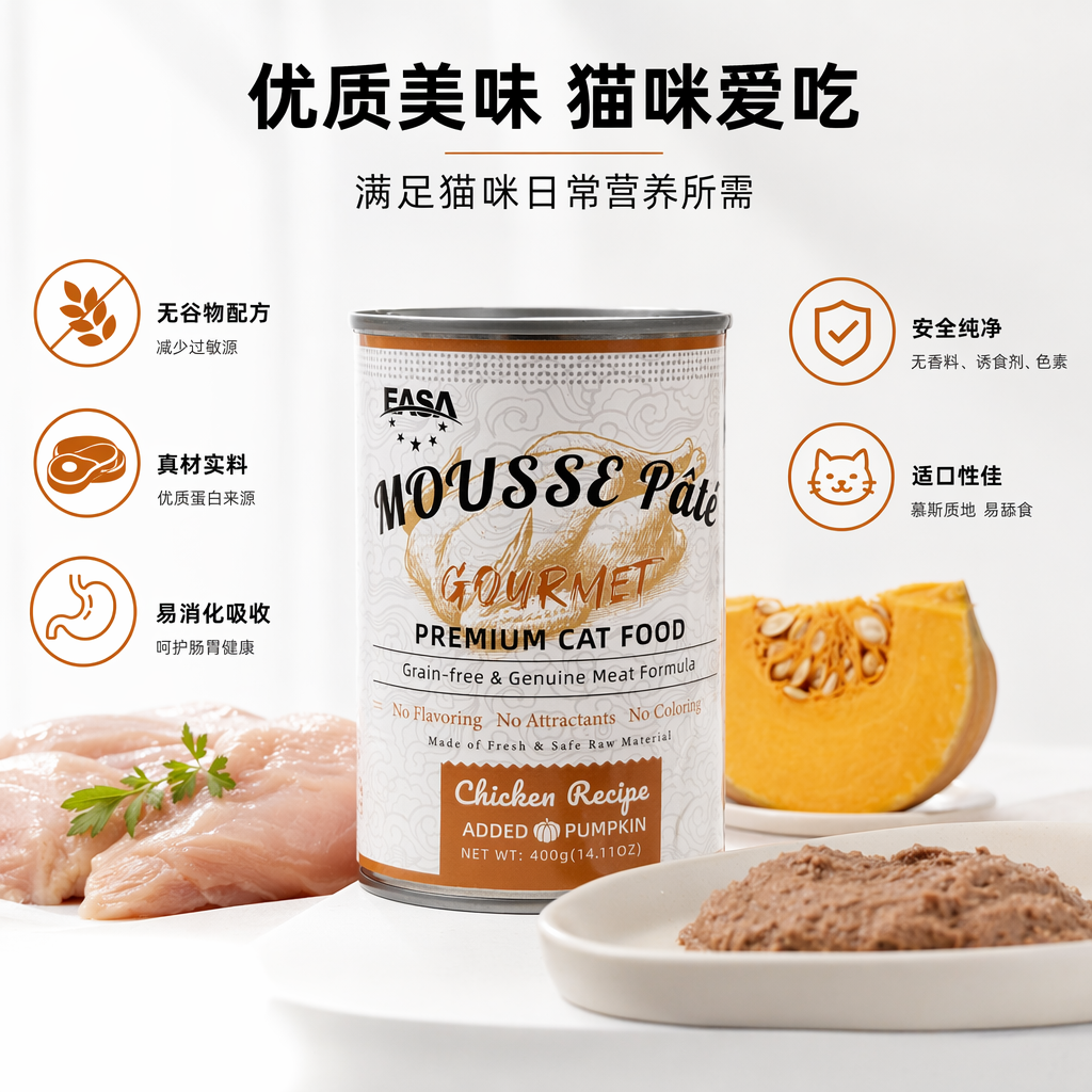 橙白相间罐装猫粮 肉泥质地 幼猫成猫通用 85g