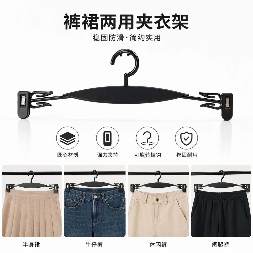 黑色塑料衣架加厚防滑家用多功能挂衣架