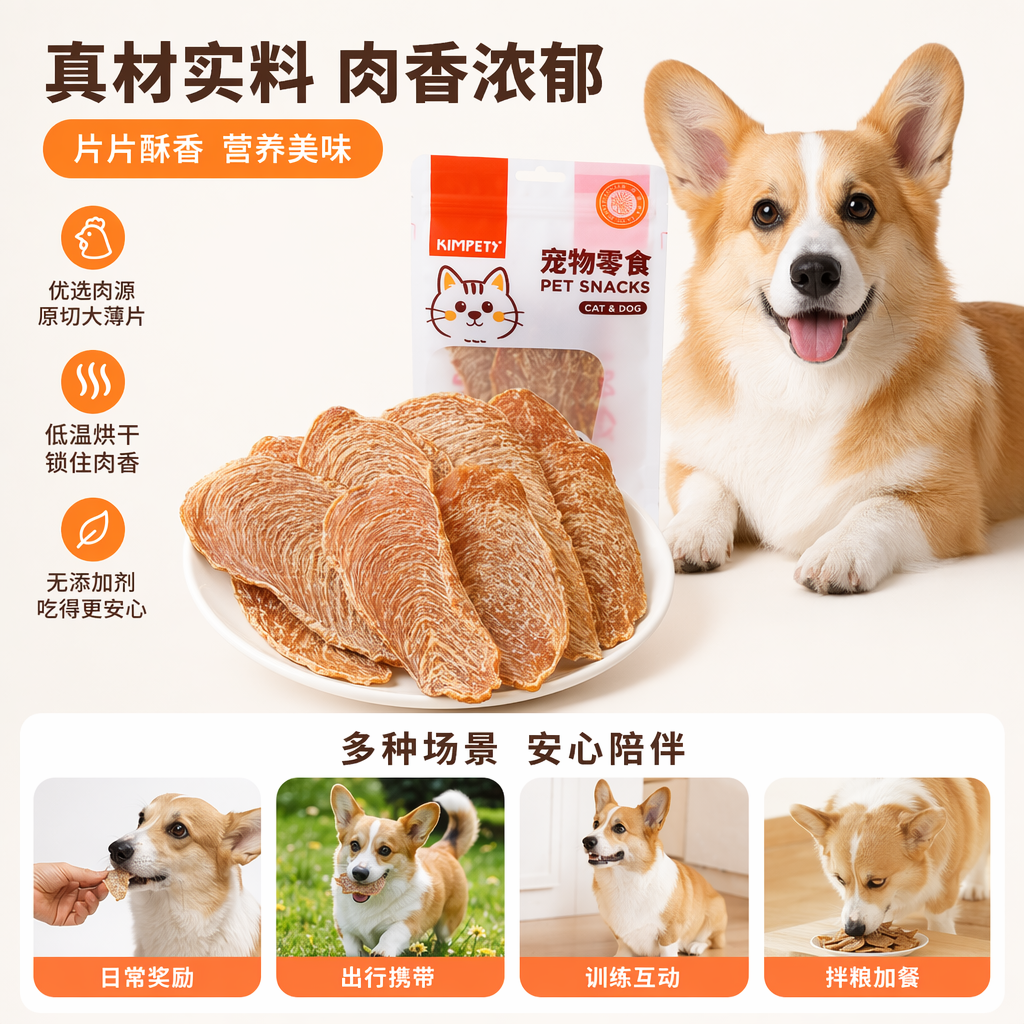 柯基犬专用狗零食鸡肉干磨牙洁齿低脂健康小颗粒