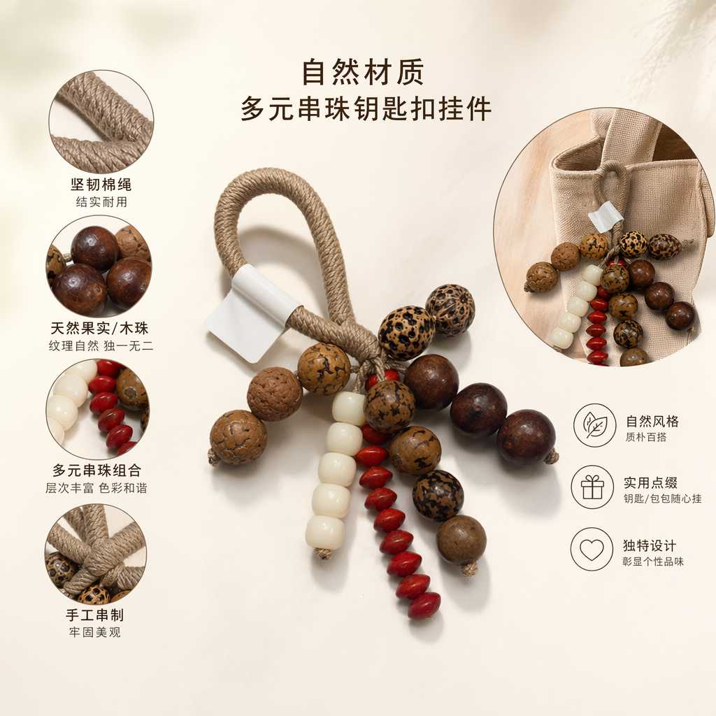 麻绳挂饰珠串手工编织家居装饰墙饰
