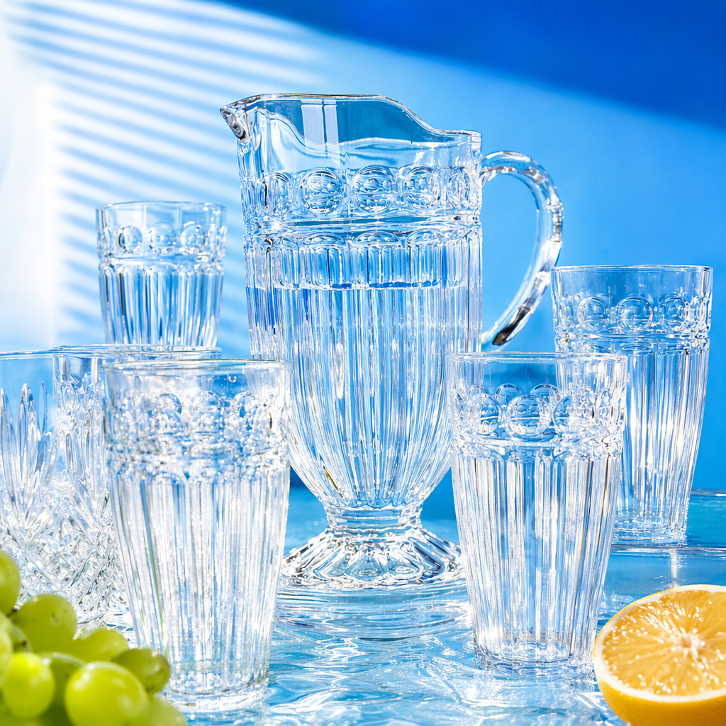 Transparent glass water bottle and cup set, household heat-resistant tea set and drinking cup combination Specification image