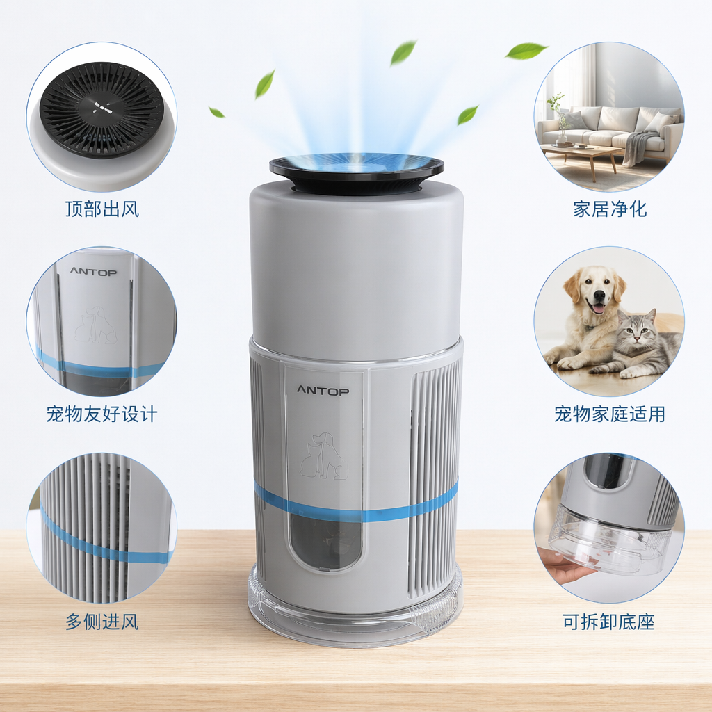 灰色圆柱形宠物自动喂食器 定时定量智能投食