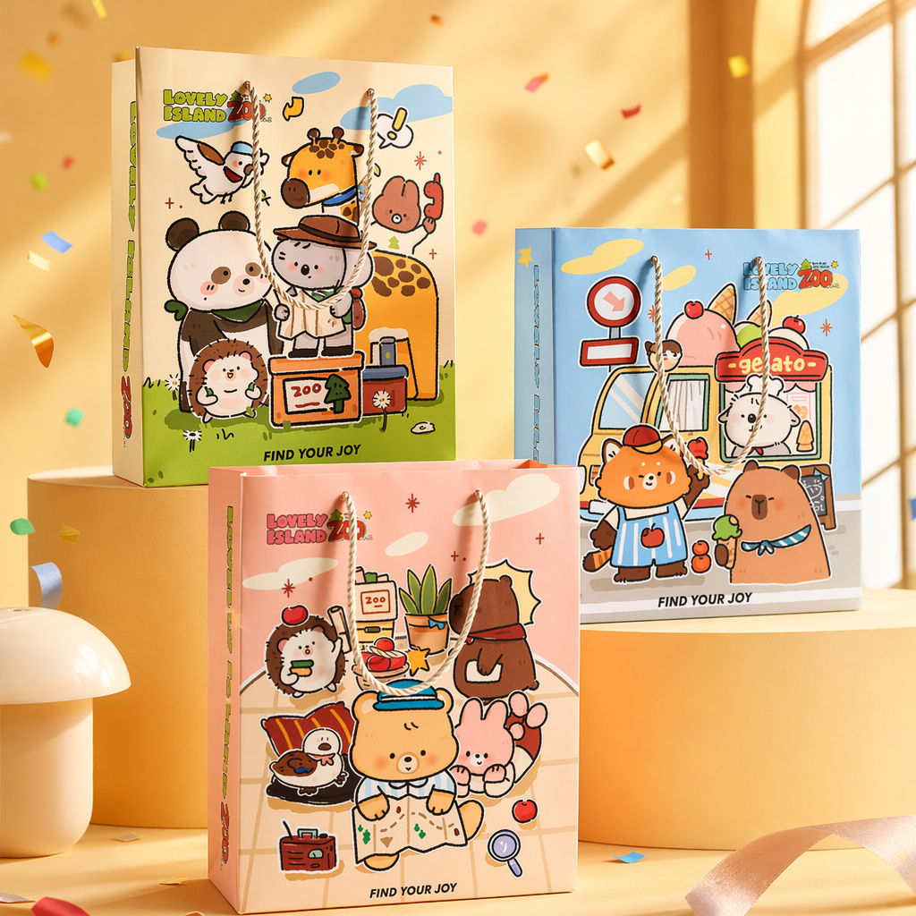 Cartoon-themed gift bags with multiple patterns to choose from are portable eco-friendly paper bags and gift packaging bags Specification image