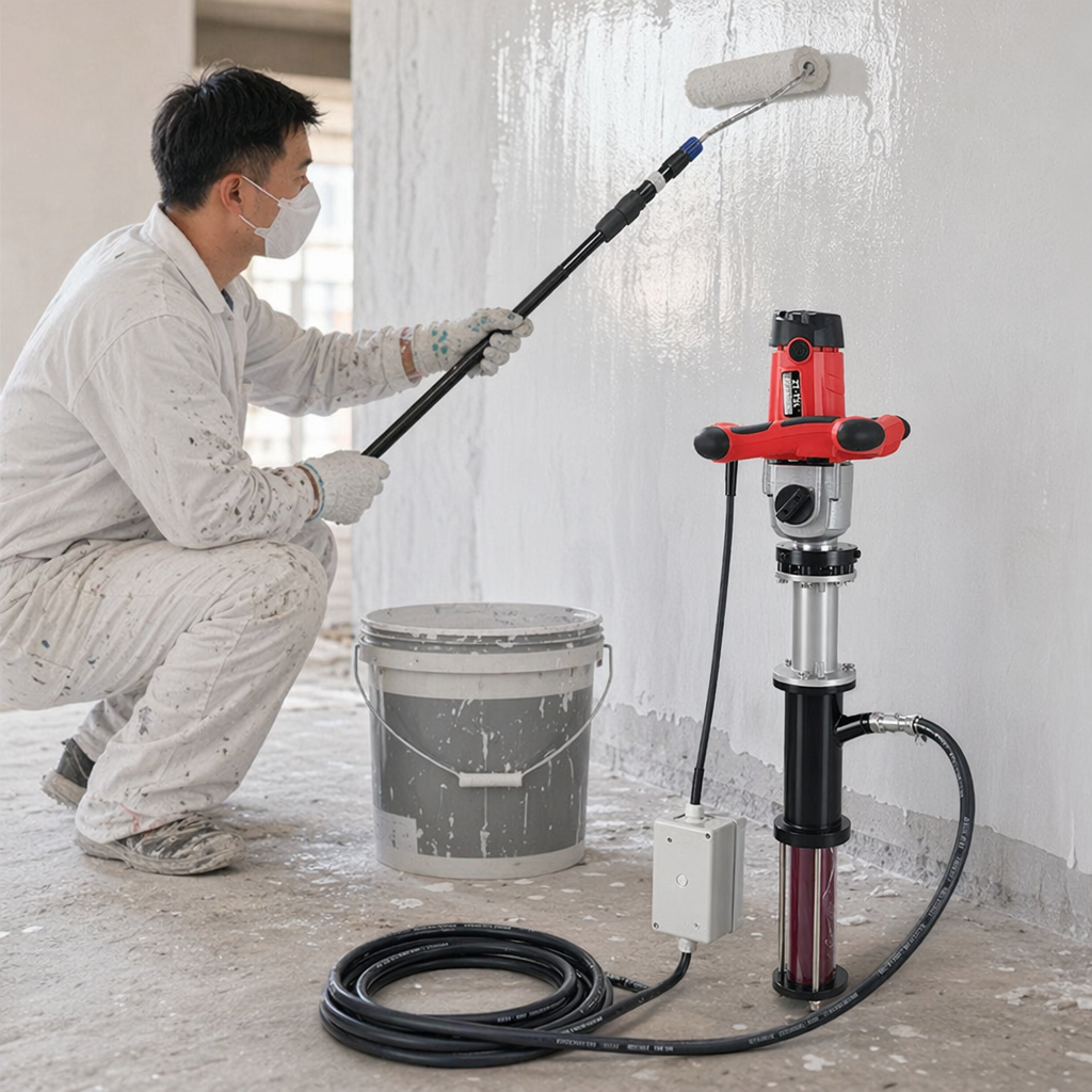 Red electric brush pump, household wall paint sprayer, portable and highly efficient spray painting tool details Picture