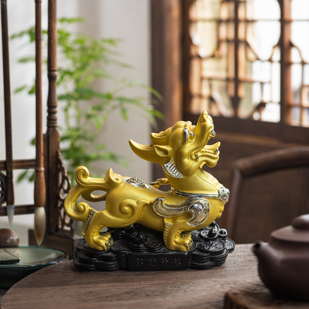 金色招财貔貅摆件产品图