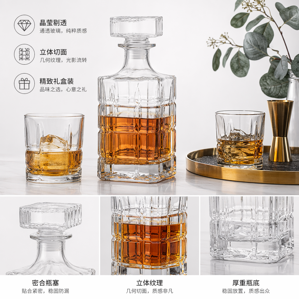 透明玻璃酒壶配酒杯套装 高硼硅耐热防爆家用分酒器