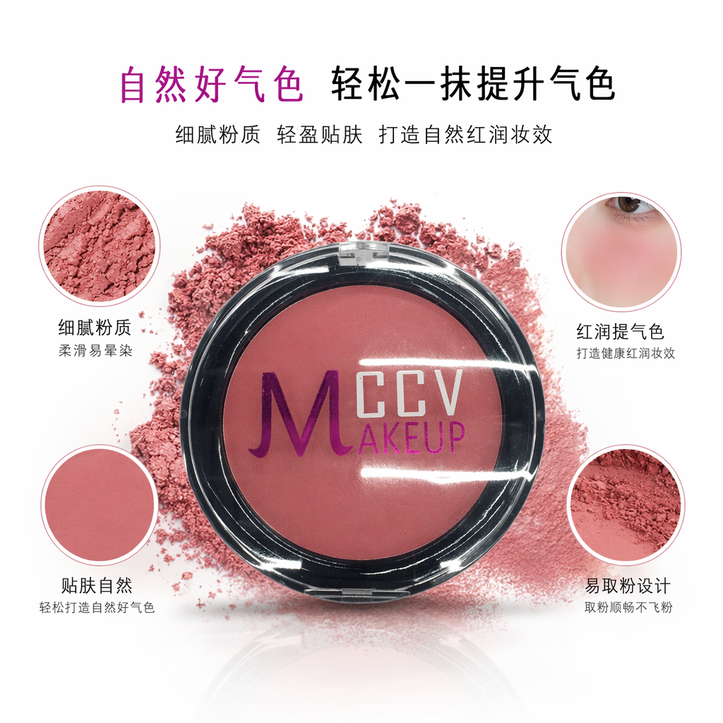 粉色腮红膏 水润奶油质地 轻盈显色自然提气色