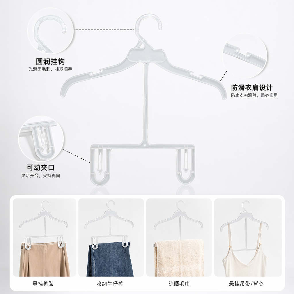 透明塑料衣架简约轻便承重强宿舍衣柜通用