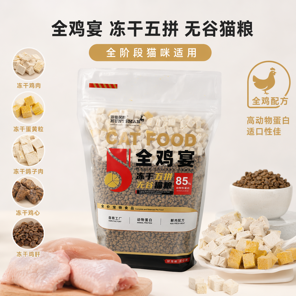 透明袋装猫粮 高蛋白无谷天然全价成猫幼猫通用主食