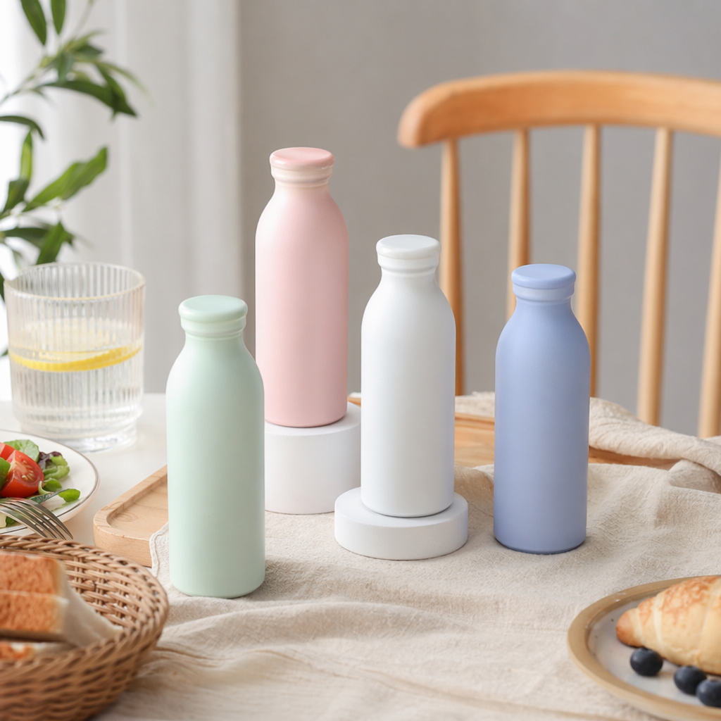 Colorful frosted water bottle, fashionable, portable and large-capacity sports water bottle details Picture