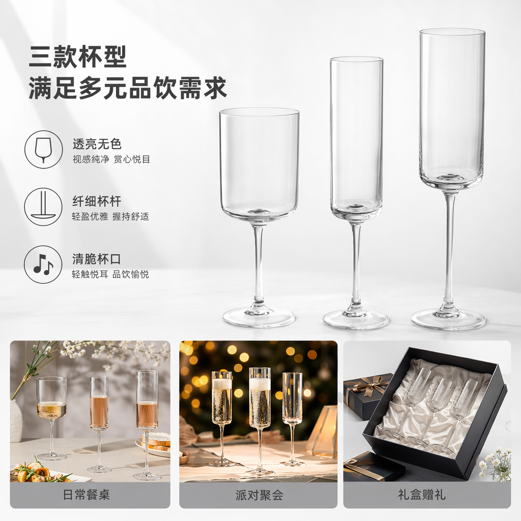 Transparent goblets, glass wine glasses, home banquet red wine glasses, water cups 12oz