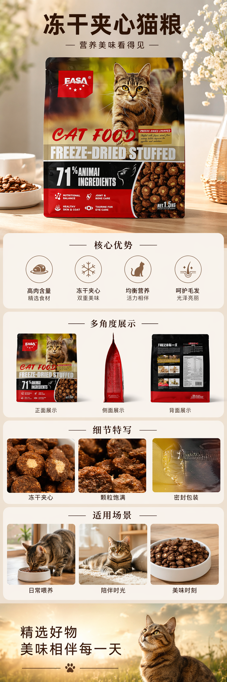 红色包装袋猫粮天然无谷高蛋白成猫专用 pic 1