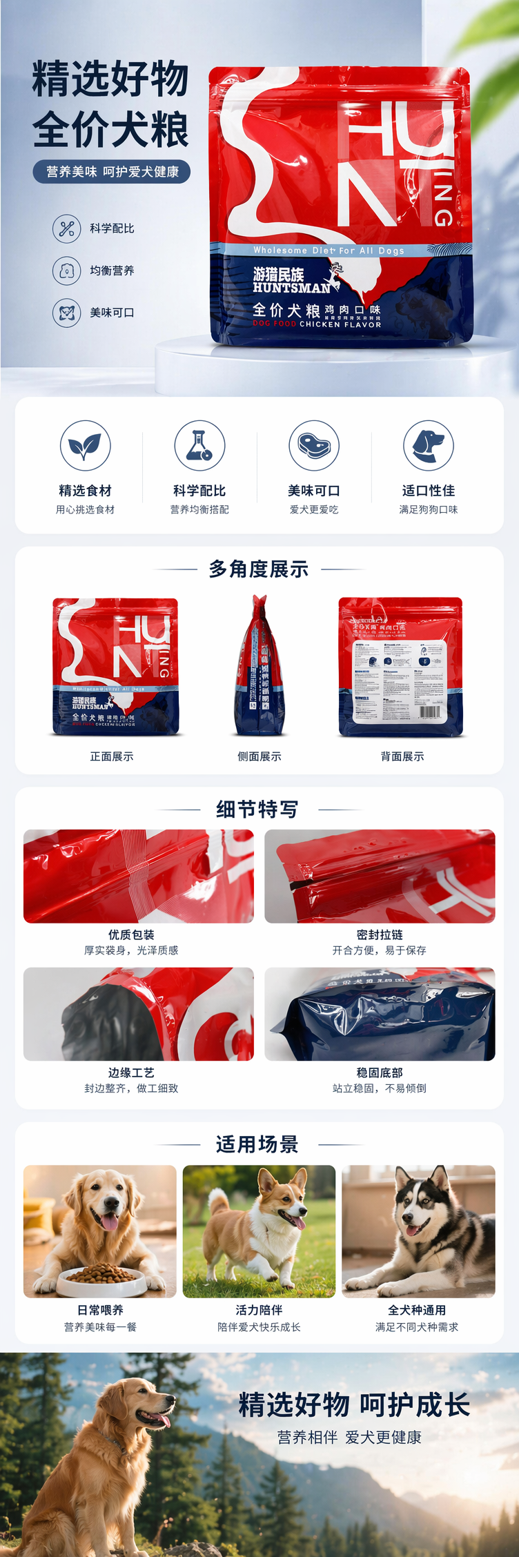 红色包装袋狗粮宠物专用天然配方成犬全价营养 pic 1