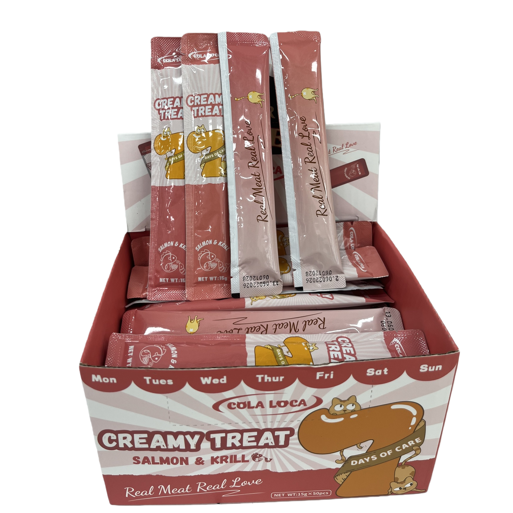 TREAT salmon krill cream pet snack bars in red packaging box Item Picture